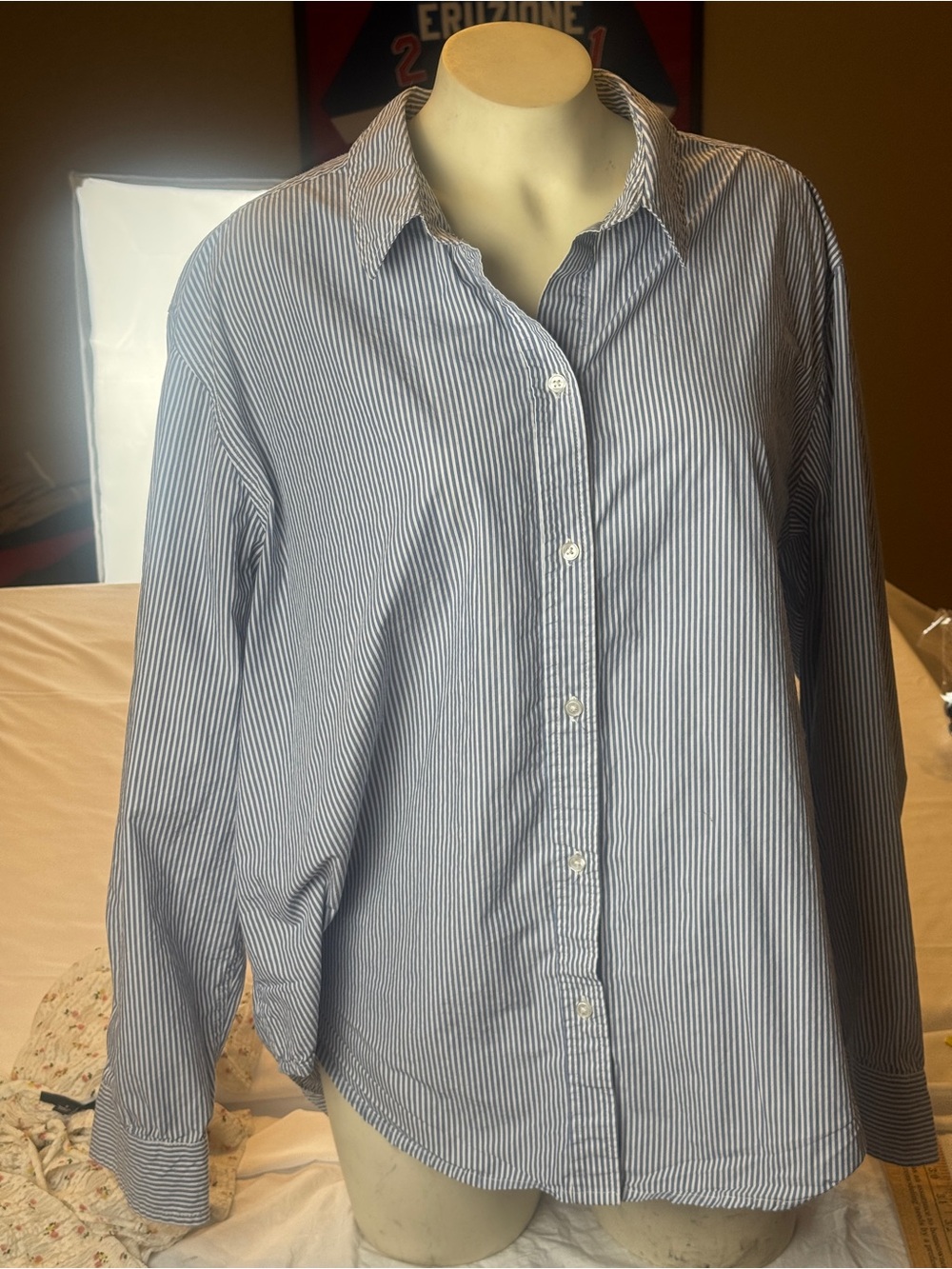 Quince Blue and White Pinstripe Button-Down Shirt